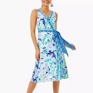 Lilly Pulitzer Vibrant Blue and Green Midi Dress
